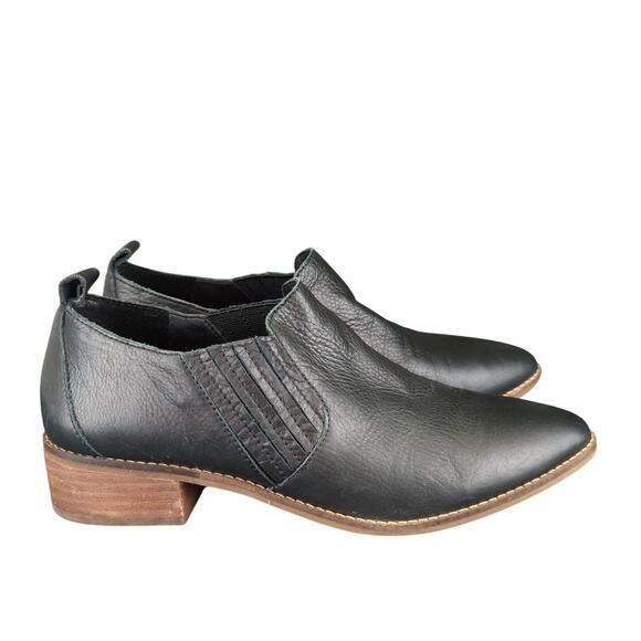Lucky Brand Lenci Slip-On Ankle Booties Black Leather‎ Women's Size 9.5 - Picture 1 of 8